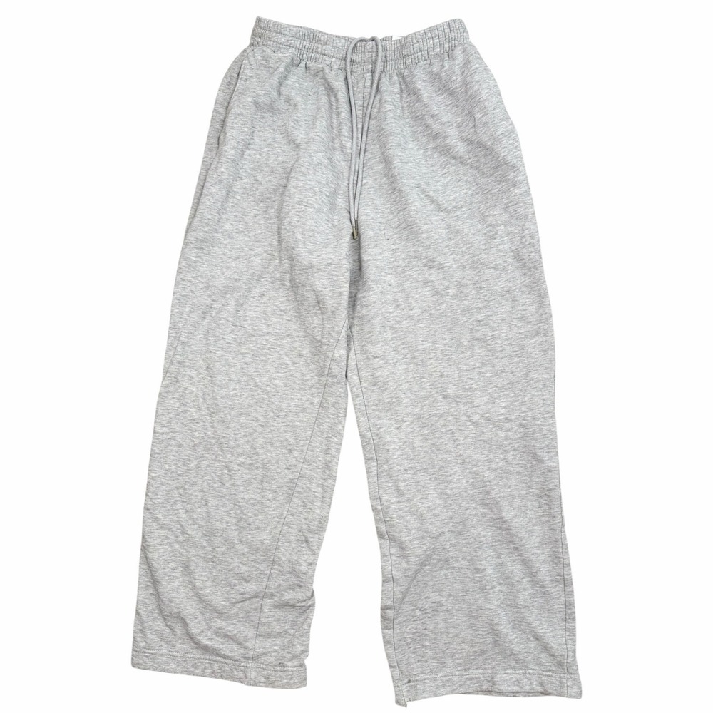 H&M Sweatpants Womens S Gray Cotton Blend Wide Leg Drawstring Lounge Pants